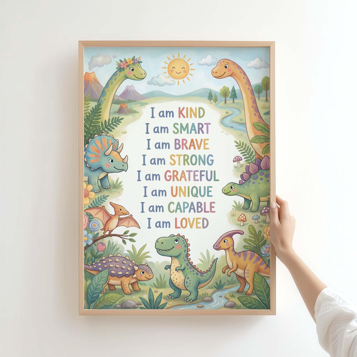 Bright Dinosaur Affirmation Nursery Print (Digital Download)