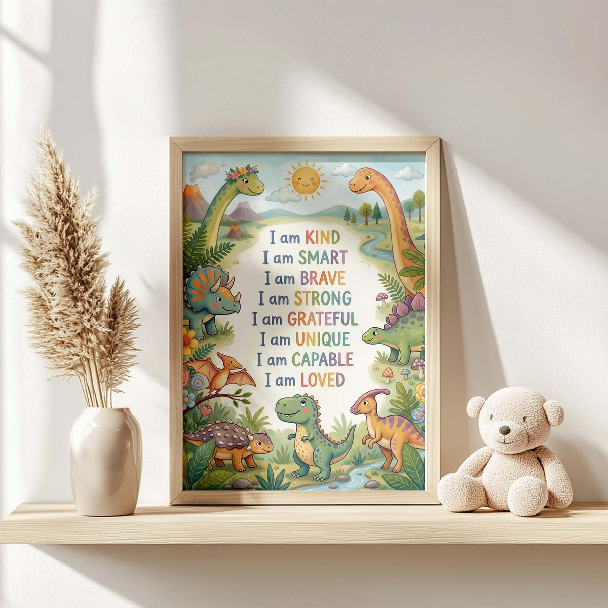 Bright Dinosaur Affirmation Nursery Print (Digital Download)