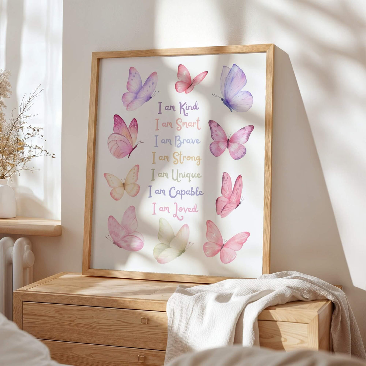 Pink Butterfly Affirmation Print for Kids (Digital Download)