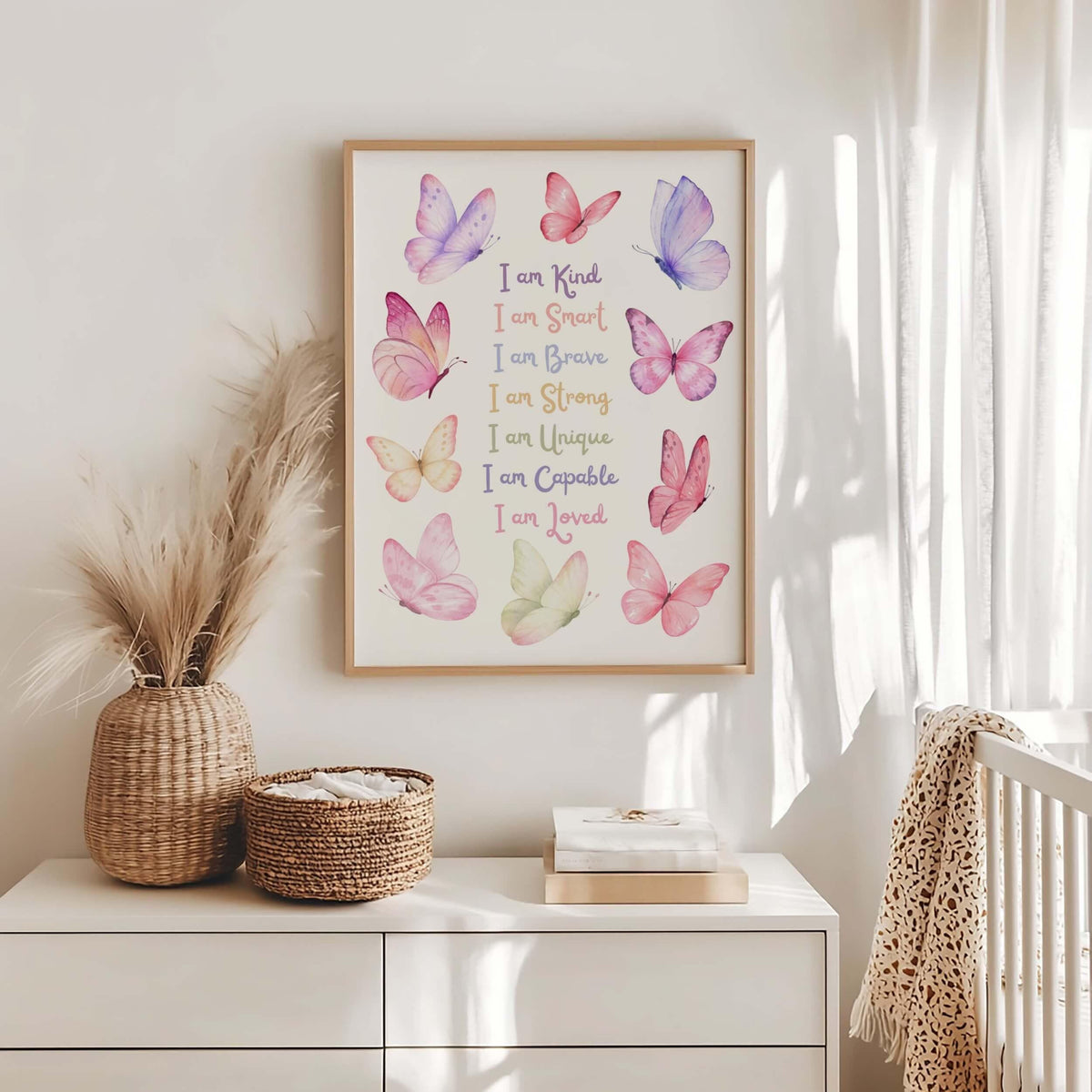 Pink Butterfly Affirmation Print for Kids (Digital Download)
