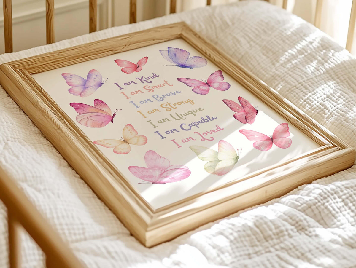 Pink Butterfly Affirmation Print for Kids (Digital Download)