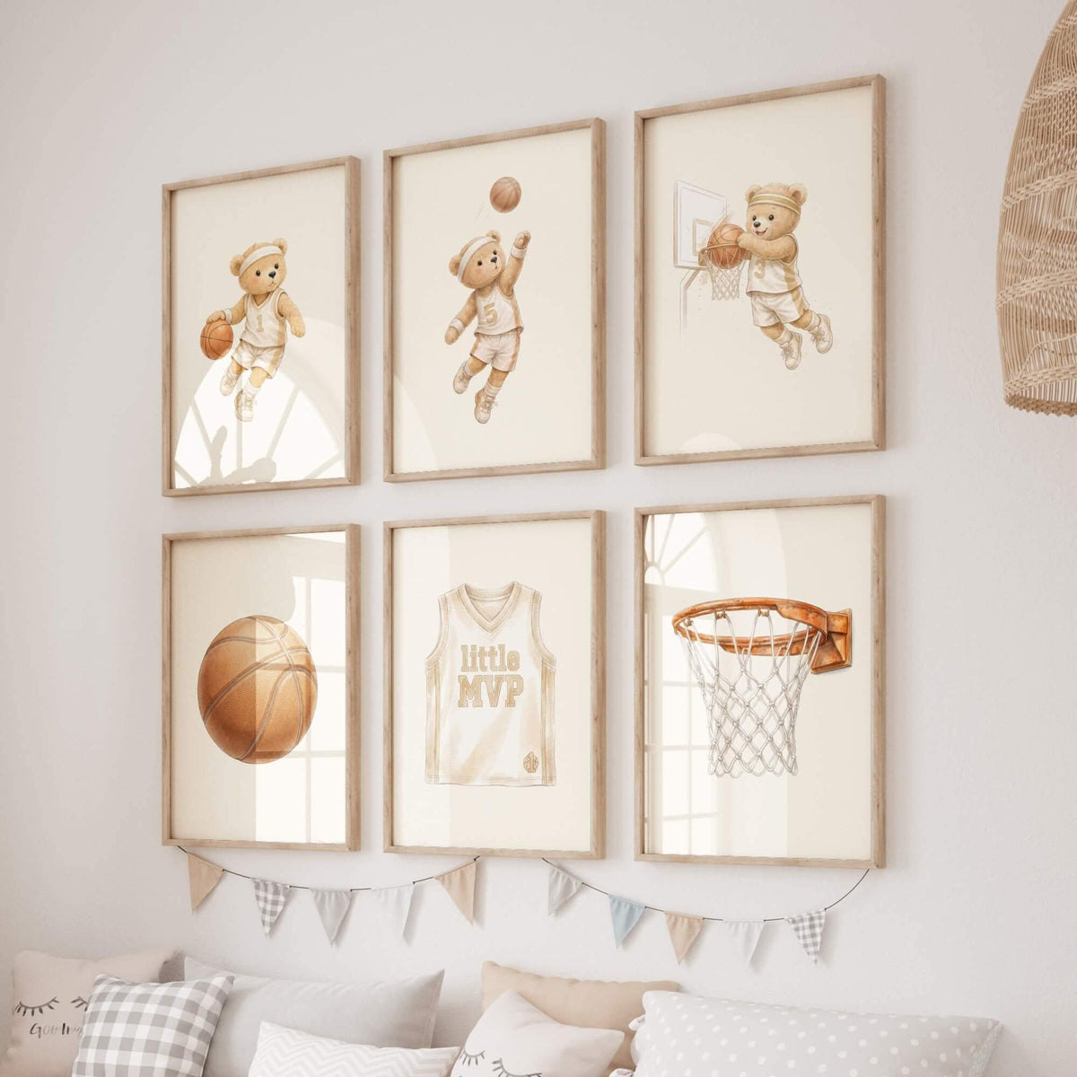 Basketball Teddy Bear Prints, Set of 6 (Digital Download)