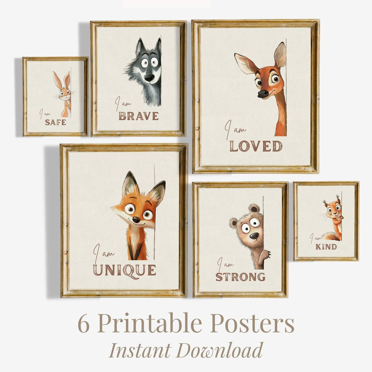 Woodland Affirmation Nursery Prints, Set of 6 (Digital Download)