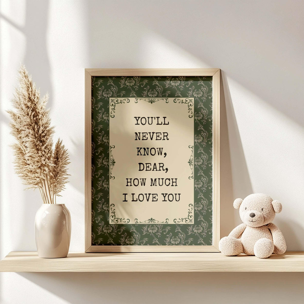 You'll Never Know Dear Print, Vintage Green Floral (Digital Download)