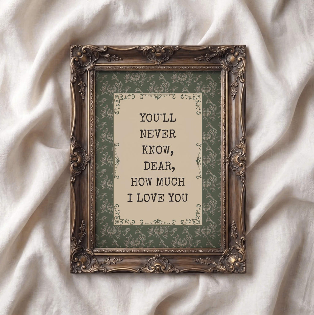 You'll Never Know Dear Print, Vintage Green Floral (Digital Download)