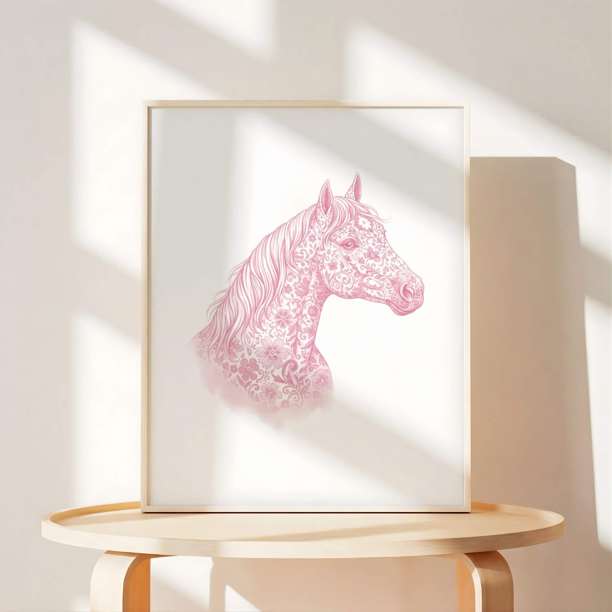 Pink Toile Cowgirl Nursery Wall Art with Initial (Digital Download)