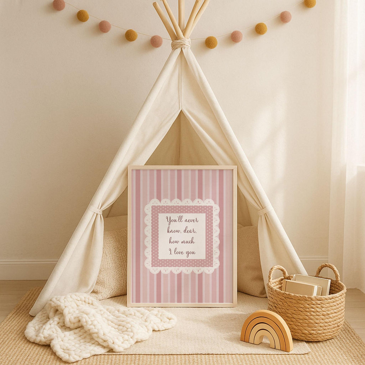 You'll Never Know Dear Print, Pink Stripe and Lace (Digital Download)
