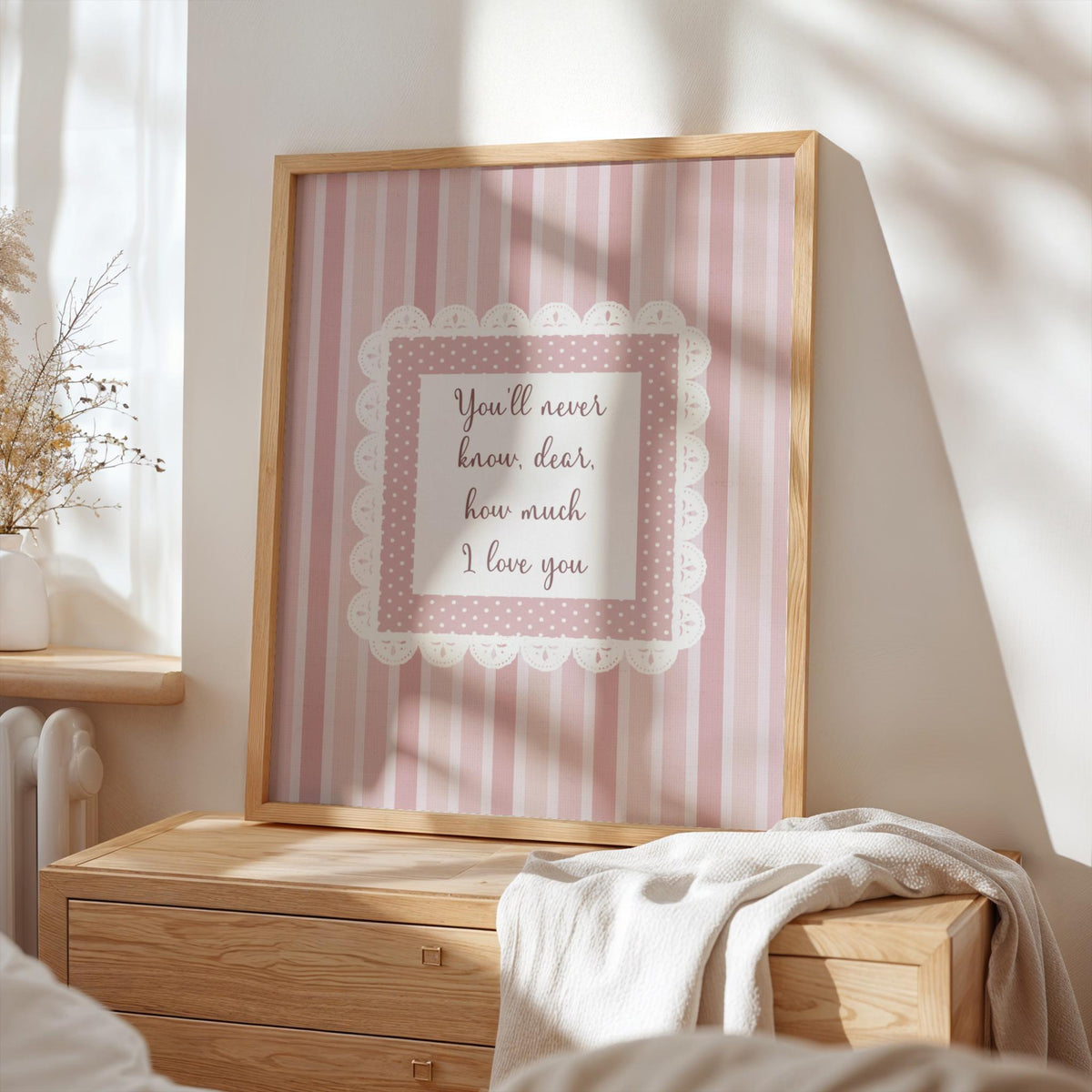 You'll Never Know Dear Print, Pink Stripe and Lace (Digital Download)
