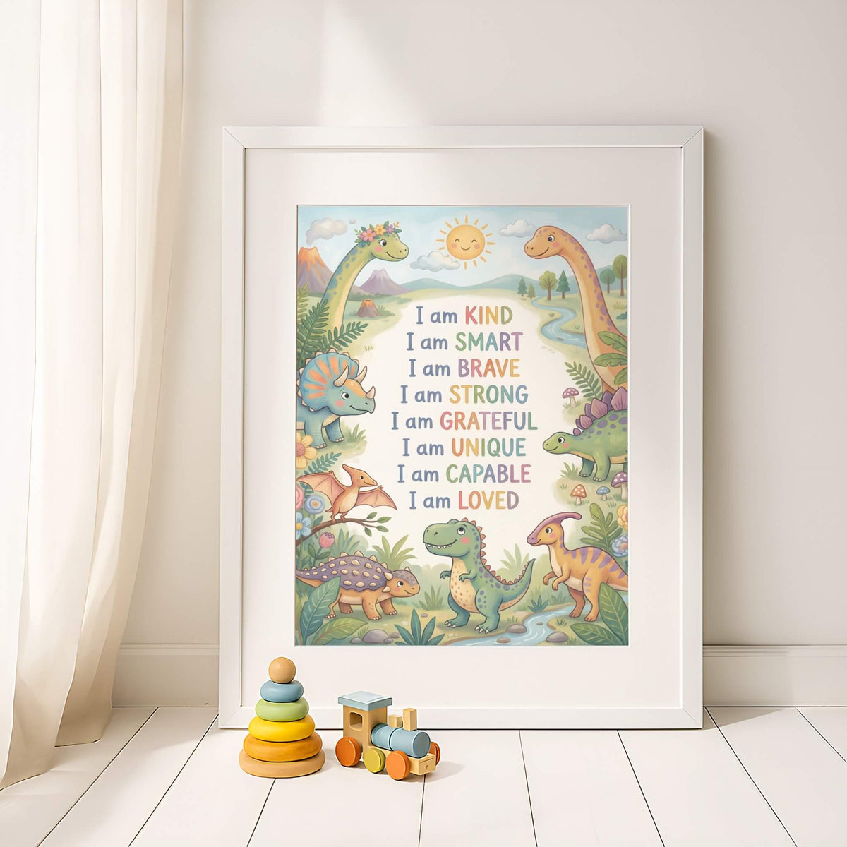 Bright Dinosaur Affirmation Nursery Print (Digital Download)