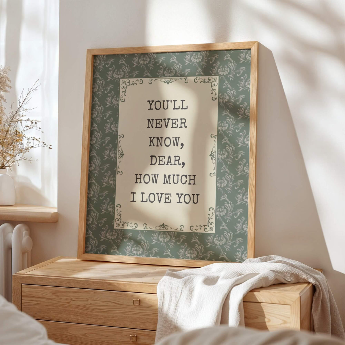You'll Never Know Dear Print, Vintage Green Floral (Digital Download)