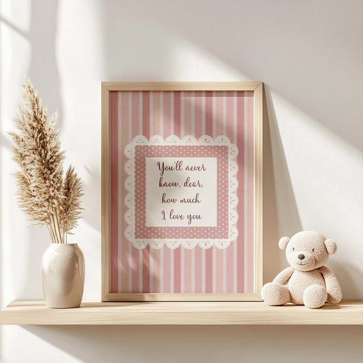 You'll Never Know Dear Print, Pink Stripe and Lace (Digital Download)