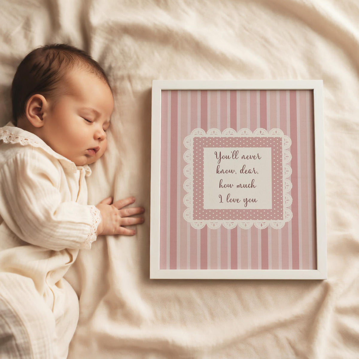 You'll Never Know Dear Print, Pink Stripe and Lace (Digital Download)