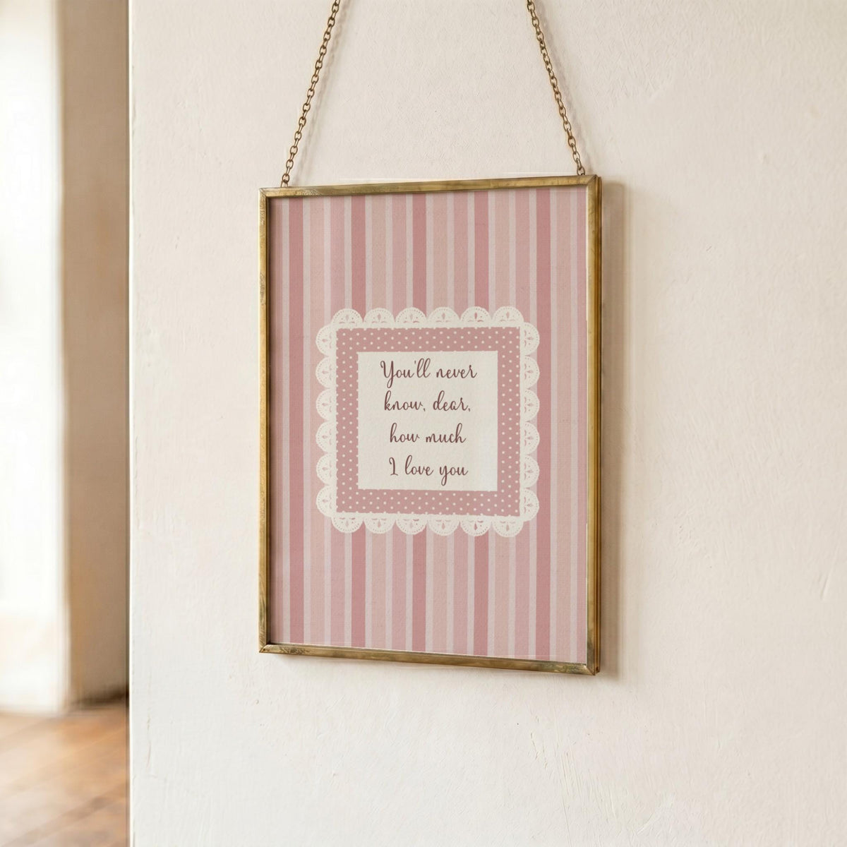 You'll Never Know Dear Print, Pink Stripe and Lace (Digital Download)