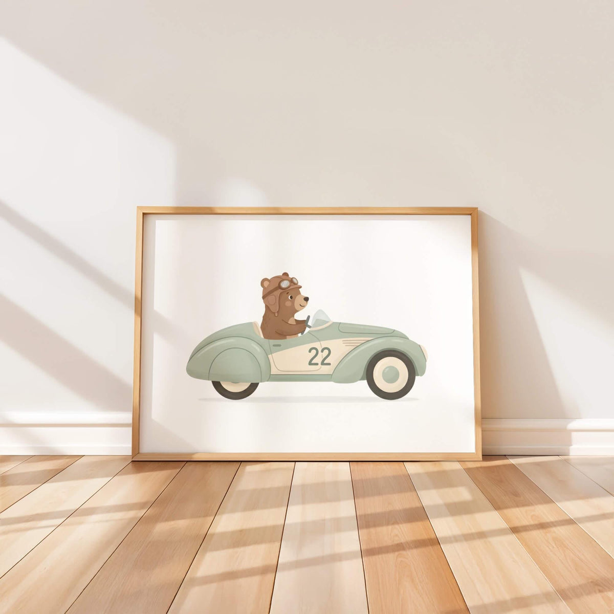 Animal Racing Car Nursery Prints, Set of 6 (Digital Download)