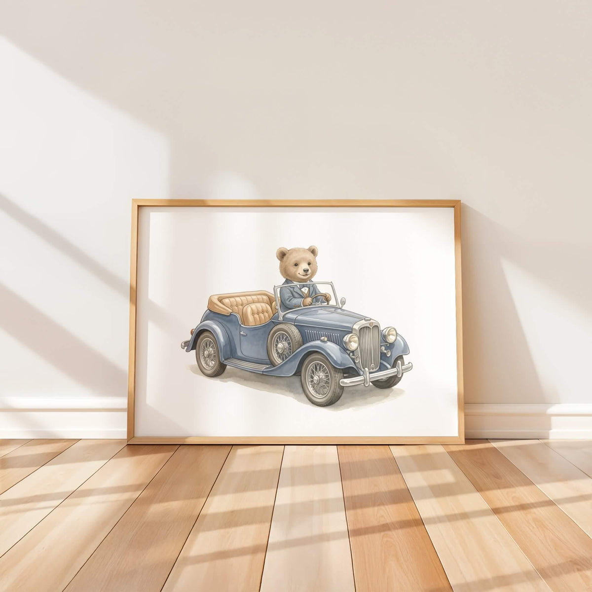 Retro Animal Car Prints with Wolf, Bear, Moose, Set of 6 (Digital Download)