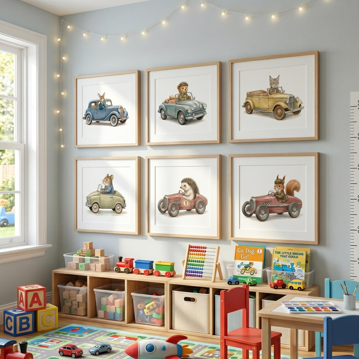 Woodland Animal Car Nursery Prints, Set of 6 (Digital Download)