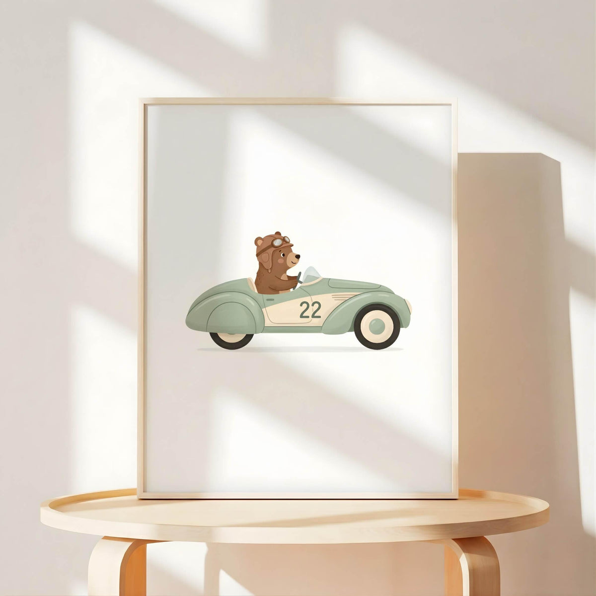 Pastel Animal Race Car Nursery Prints, Set of 6 (Digital Download)