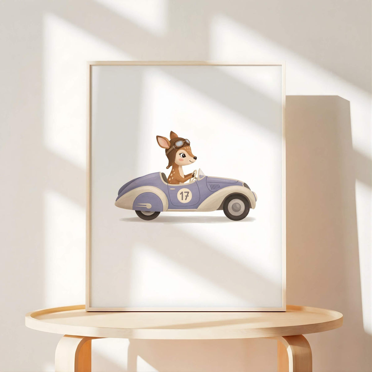 Pastel Animal Race Car Nursery Prints, Set of 6 (Digital Download)
