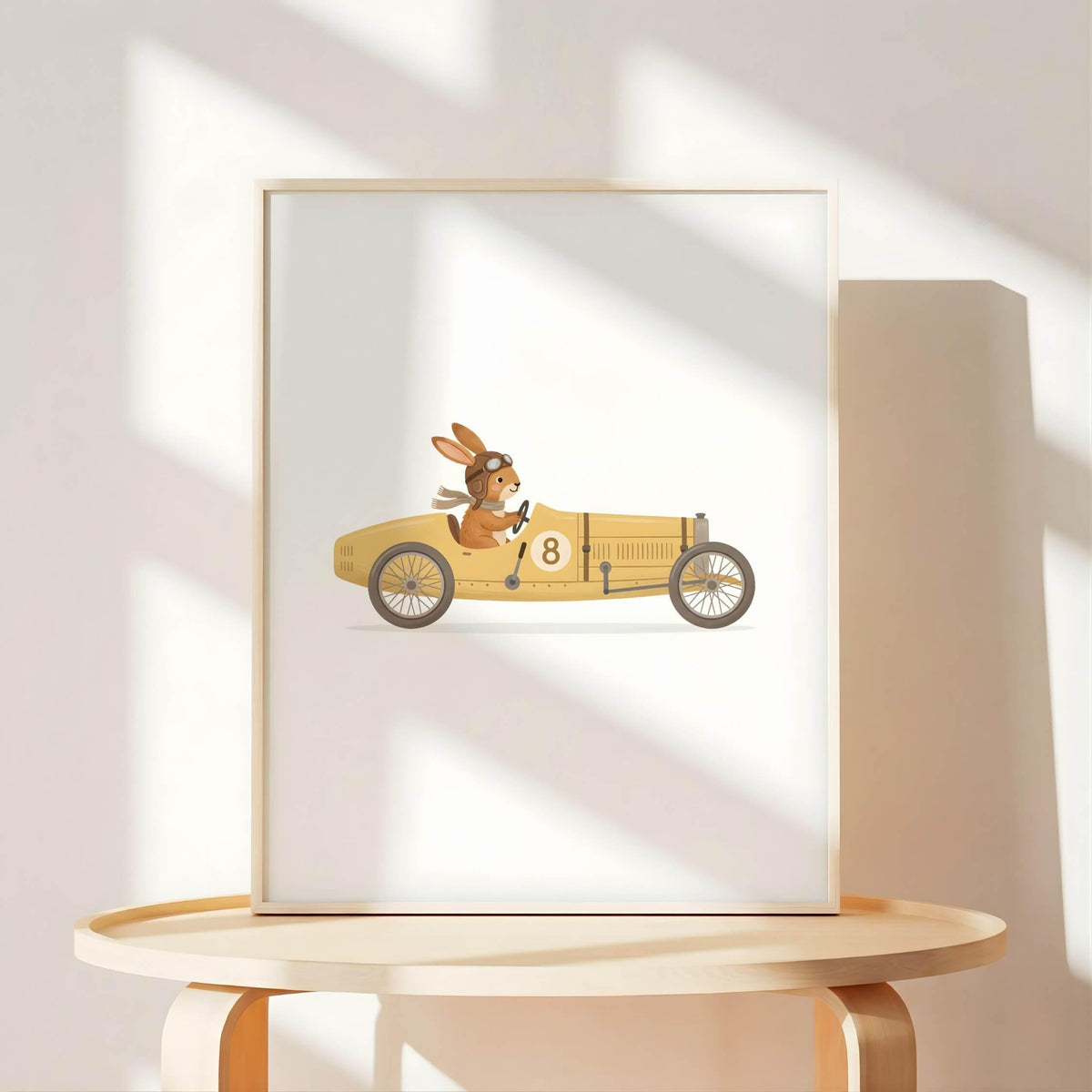 Pastel Animal Race Car Nursery Prints, Set of 6 (Digital Download)