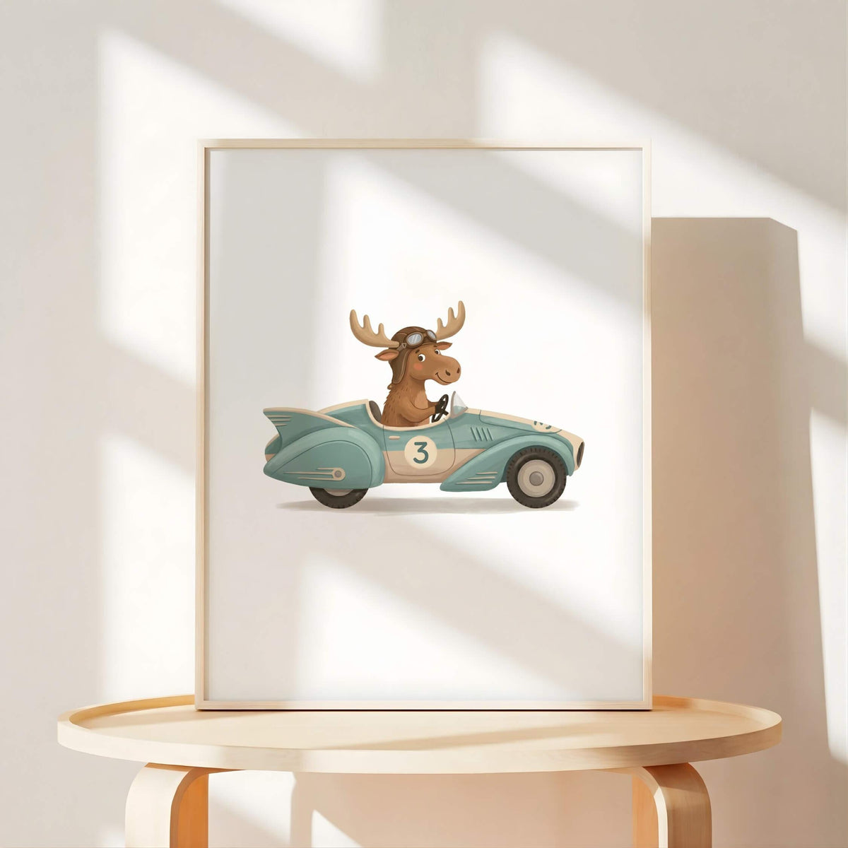 Pastel Animal Race Car Nursery Prints, Set of 6 (Digital Download)