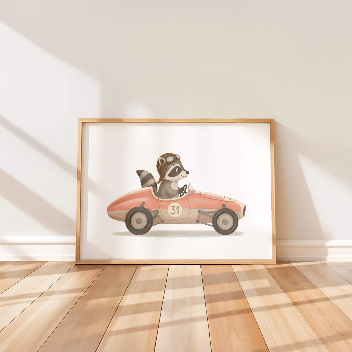 Animal Racing Car Nursery Prints, Set of 6 (Digital Download)