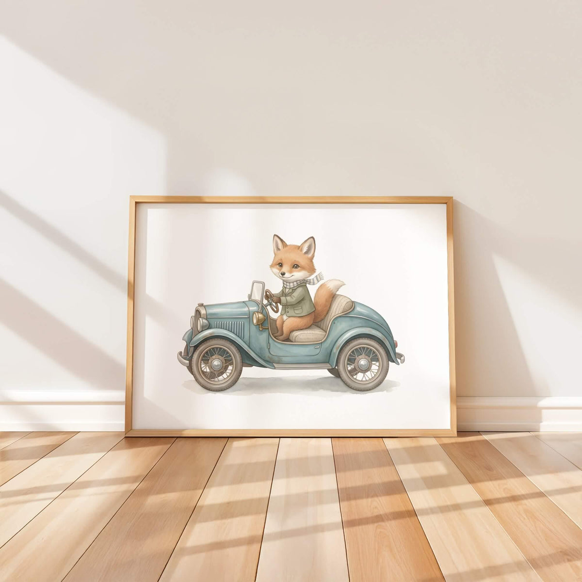 Retro Animal Car Prints with Wolf, Bear, Moose, Set of 6 (Digital Download)