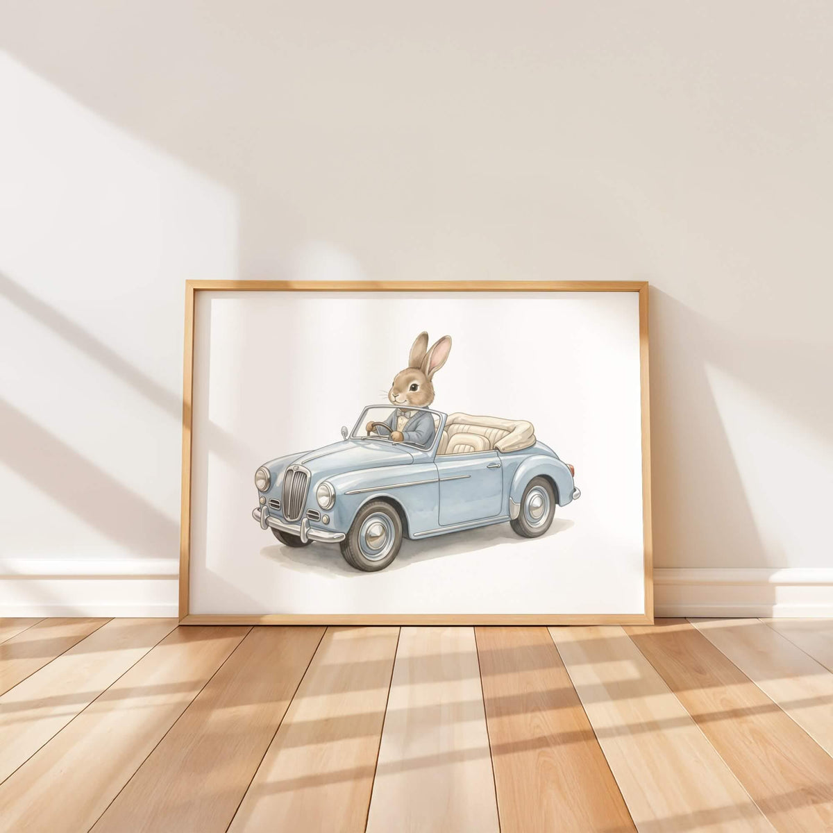 Retro Animal Car Prints with Wolf, Bear, Moose, Set of 6 (Digital Download)