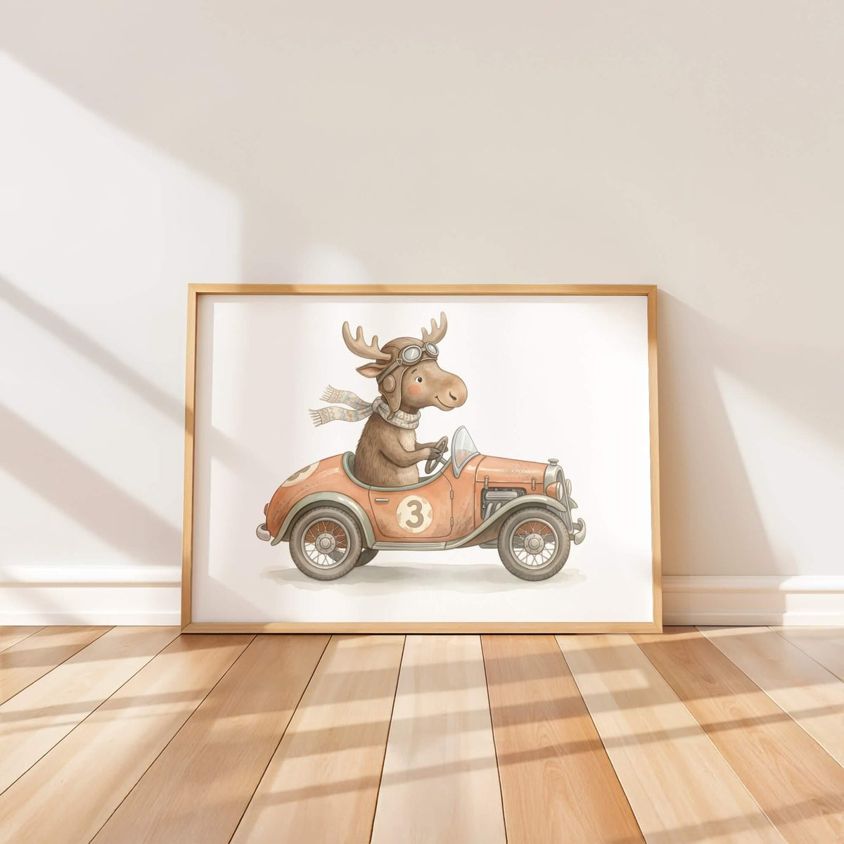 Retro Animal Car Prints with Wolf, Bear, Moose, Set of 6 (Digital Download)