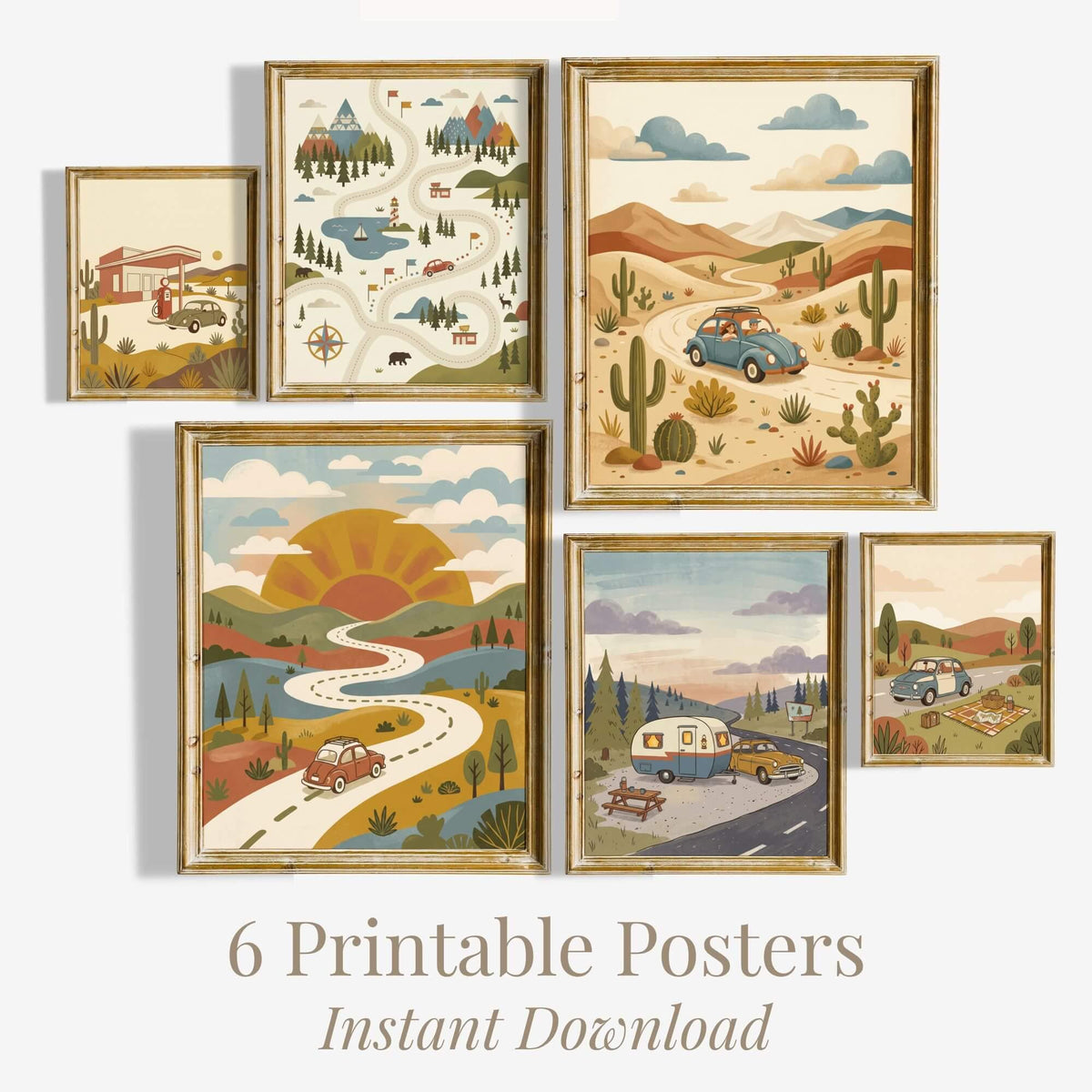 Vintage Road Trip Nursery Print Set (Digital Download)