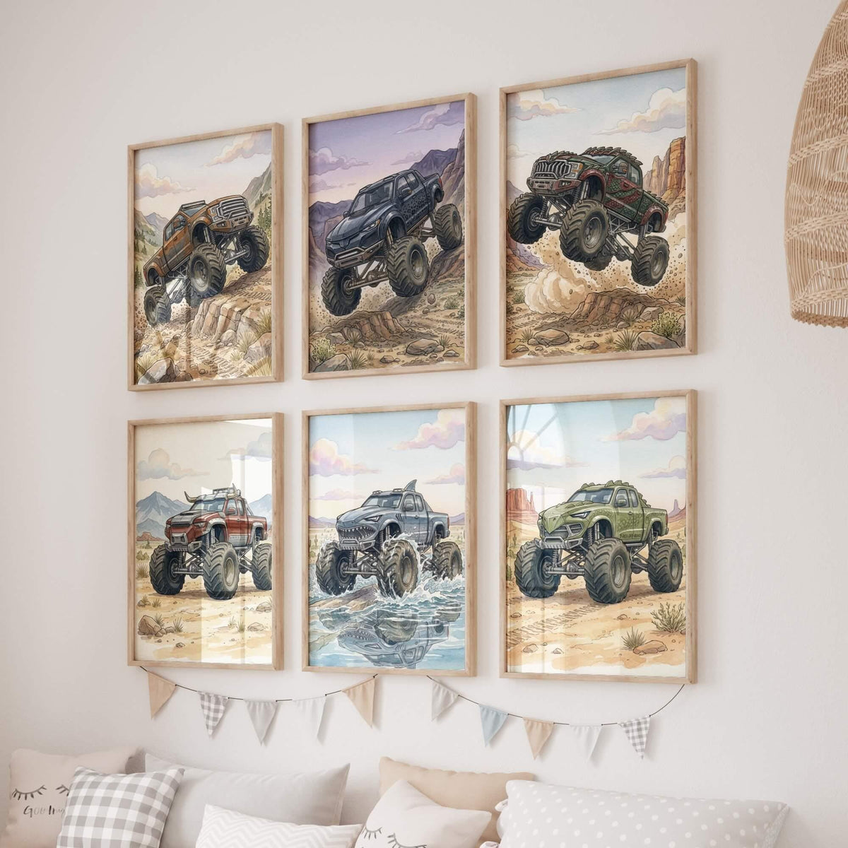 Off-Road Monster Truck Nursery Prints, Set of 6 (Digital Download)