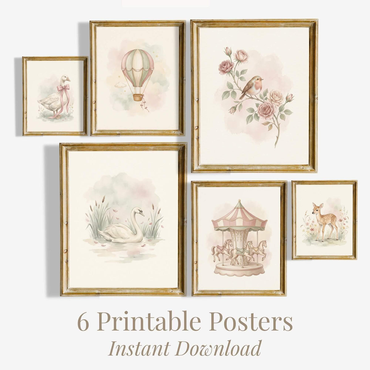 Pastel Storybook Nursery Prints, Set of 6 (Digital Download)