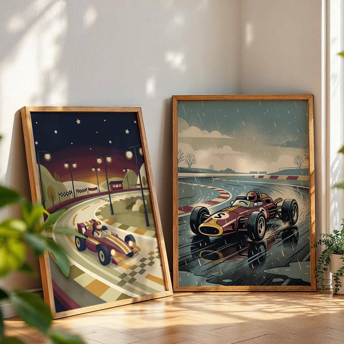 Vintage Race Car Nursery Prints, Set of 20 (Digital Download)