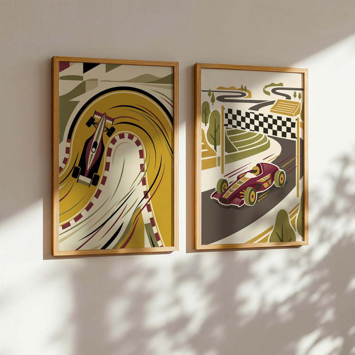 Vintage Race Car Nursery Prints, Set of 20 (Digital Download)