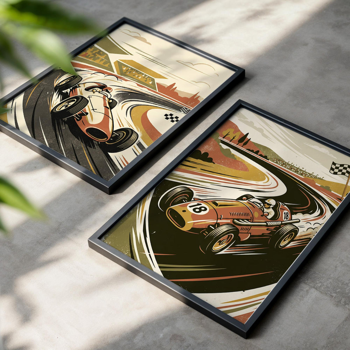 Vintage Race Car Nursery Prints, Set of 20 (Digital Download)