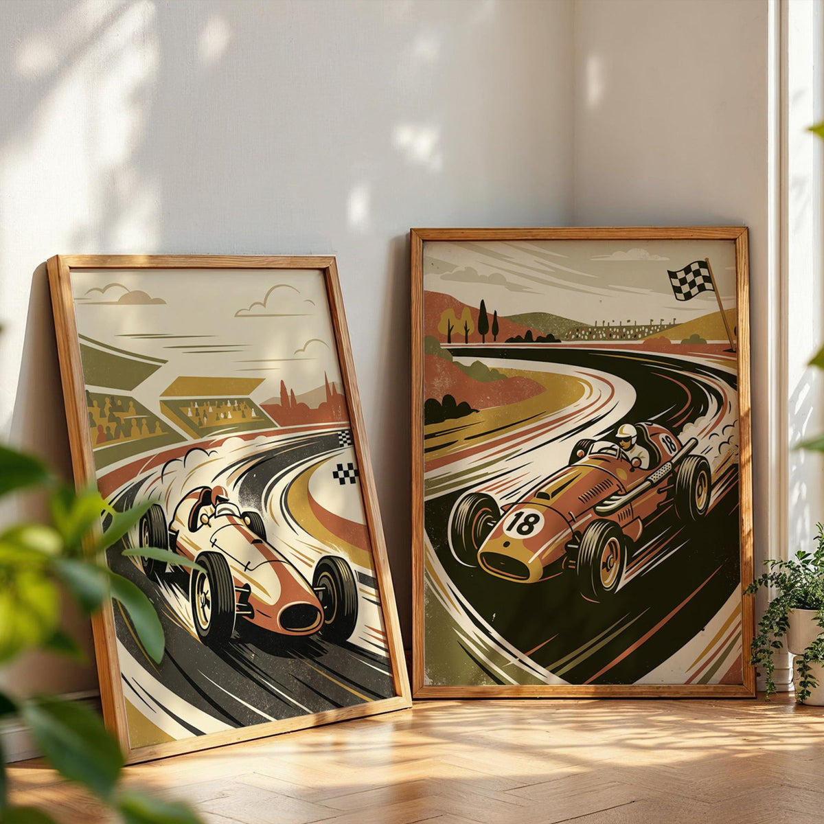 Vintage Race Car Nursery Prints, Set of 20 (Digital Download)