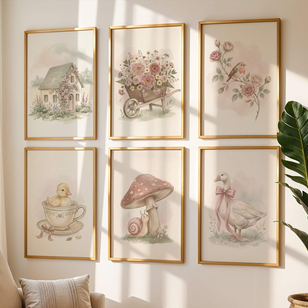Cottage Garden Nursery Prints, Set of 6 (Digital Download)