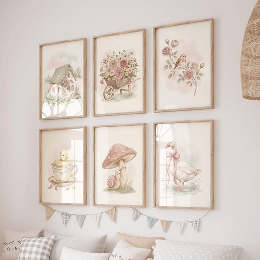 Cottage Garden Nursery Prints, Set of 6 (Digital Download)