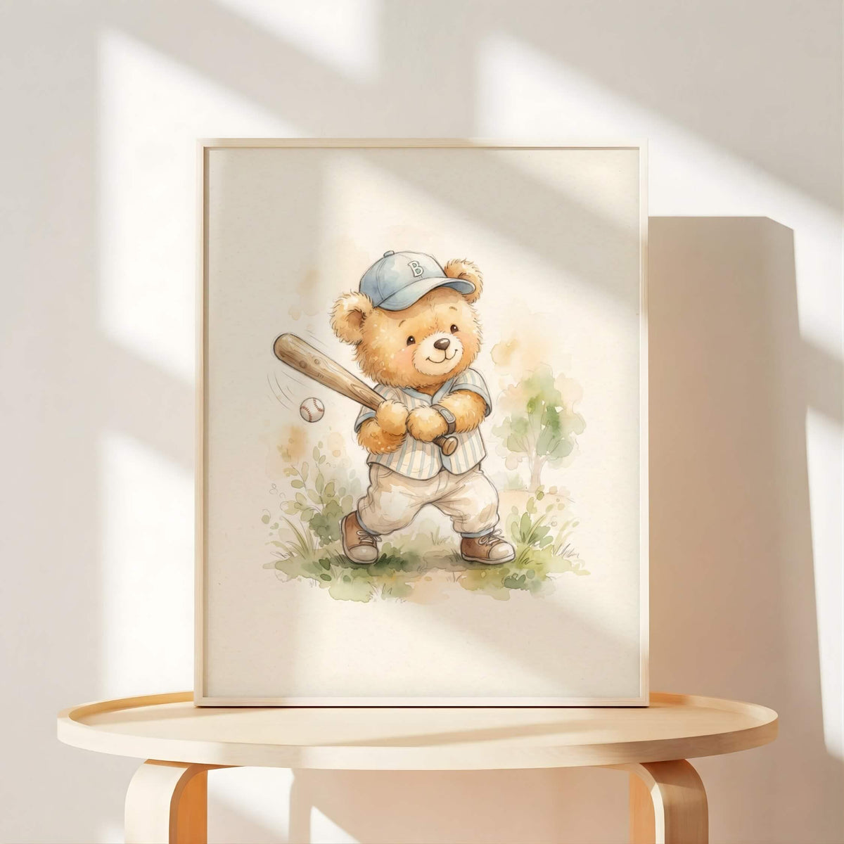 Watercolor Sports Teddy Bear Prints, Set of 6 (Digital Download)