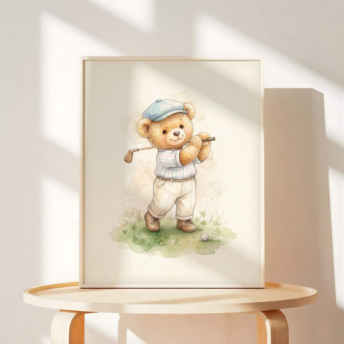 Watercolor Sports Teddy Bear Prints, Set of 6 (Digital Download)