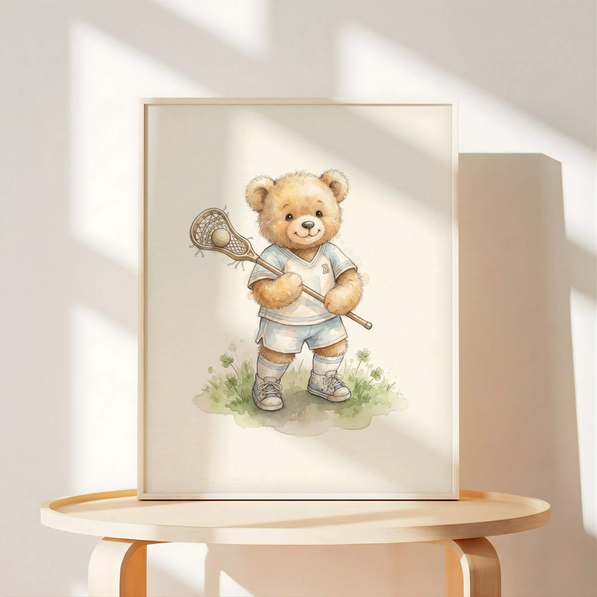 Watercolor Sports Teddy Bear Prints, Set of 6 (Digital Download)