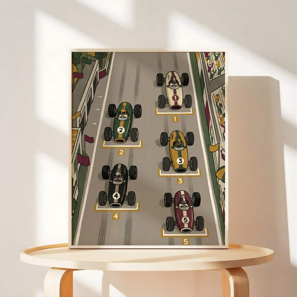 Retro Race Car Nursery Prints, Set of 6 (Digital Download)