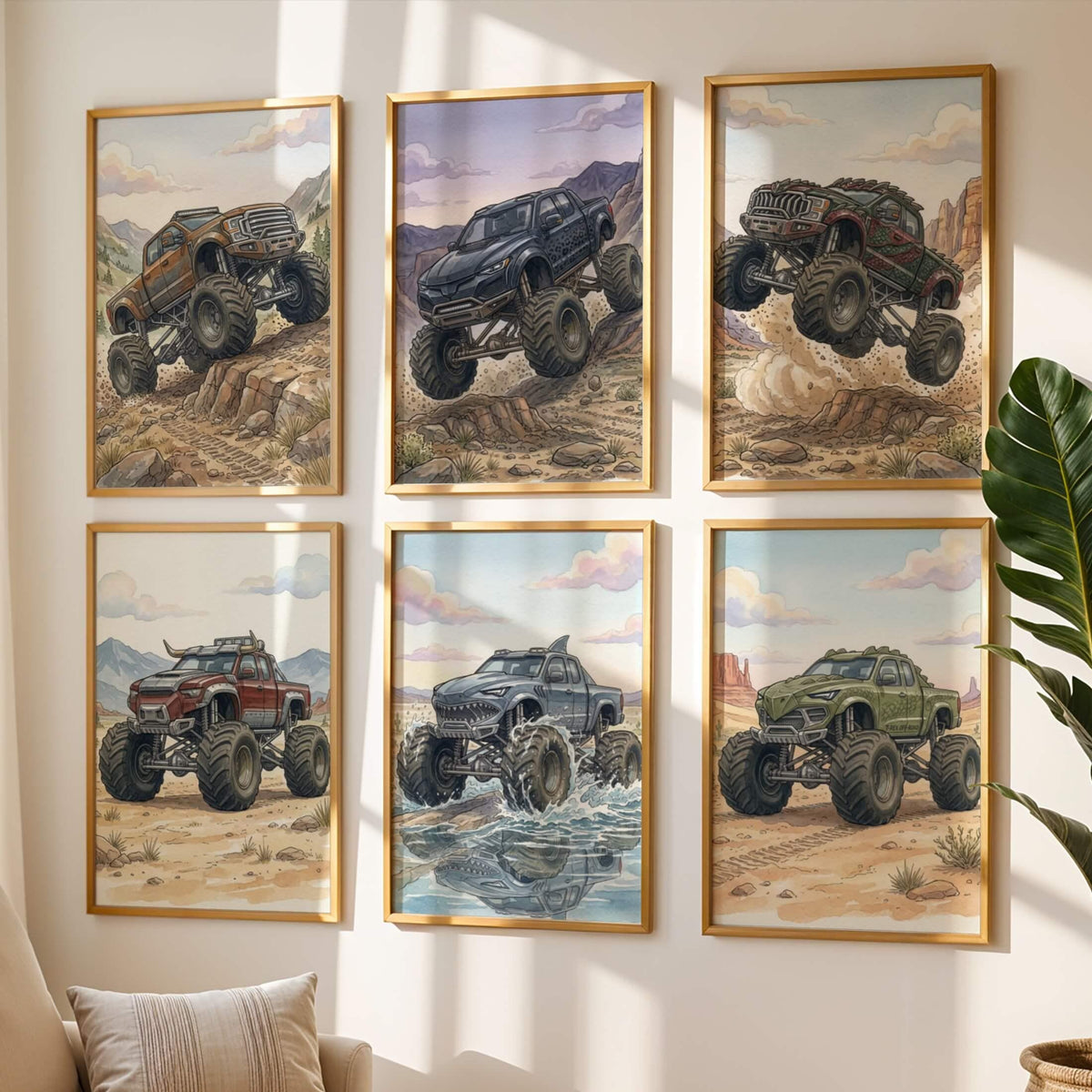 Off-Road Monster Truck Nursery Prints, Set of 6 (Digital Download)
