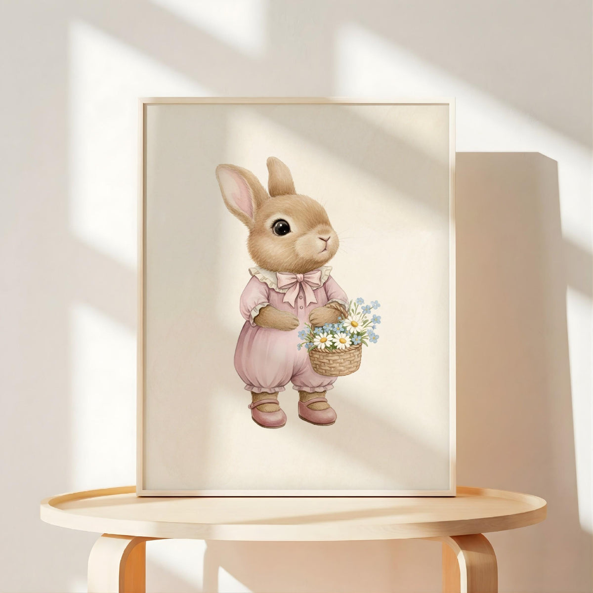 Pink Bunny and Balloon Nursery Prints, Set of 3 (Digital Download)