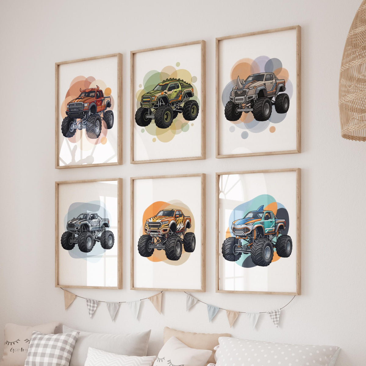 Animal Monster Truck Wall Art, Set of 6 (Digital Download)