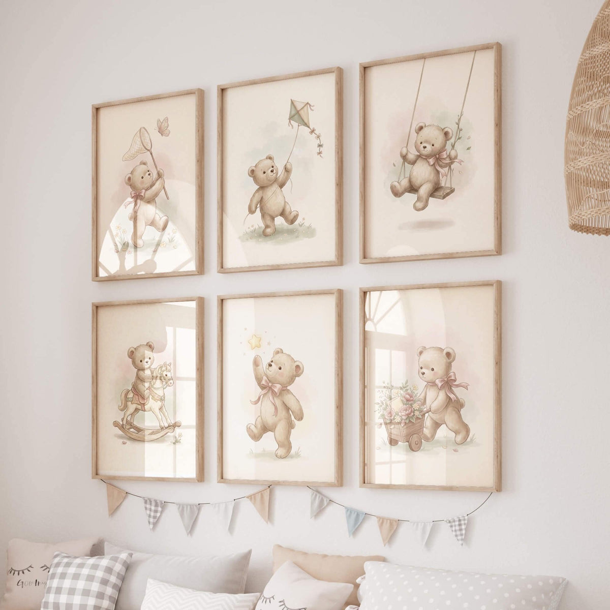 Cottagecore Teddy Bear Nursery Prints, Set of 6