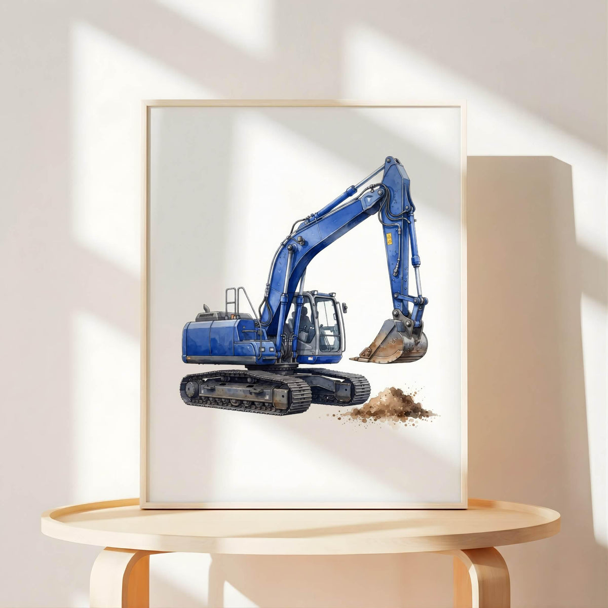 Construction Vehicle Prints with Excavator, Set of 6 (Digital Download)