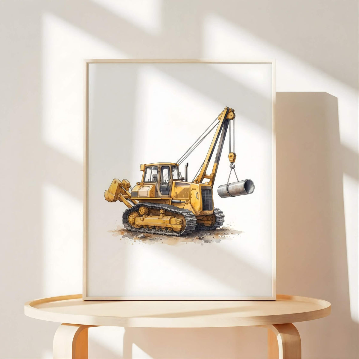 Construction Vehicle Prints with Excavator, Set of 6 (Digital Download)