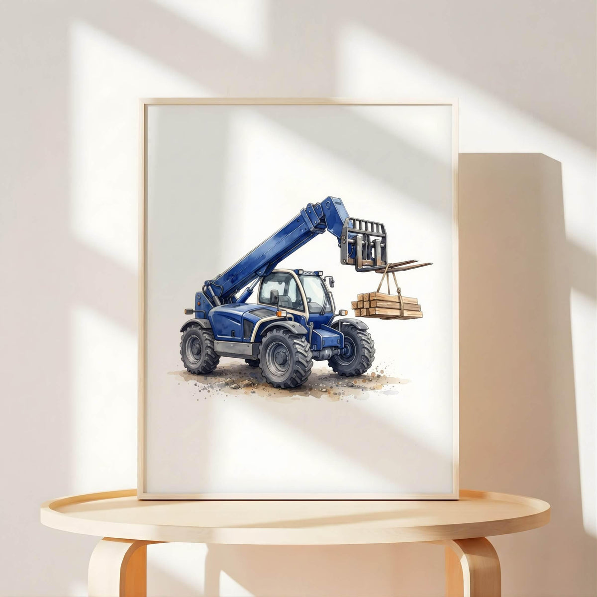 Construction Prints with Crane and Bulldozer, Set of 6 (Digital Download)
