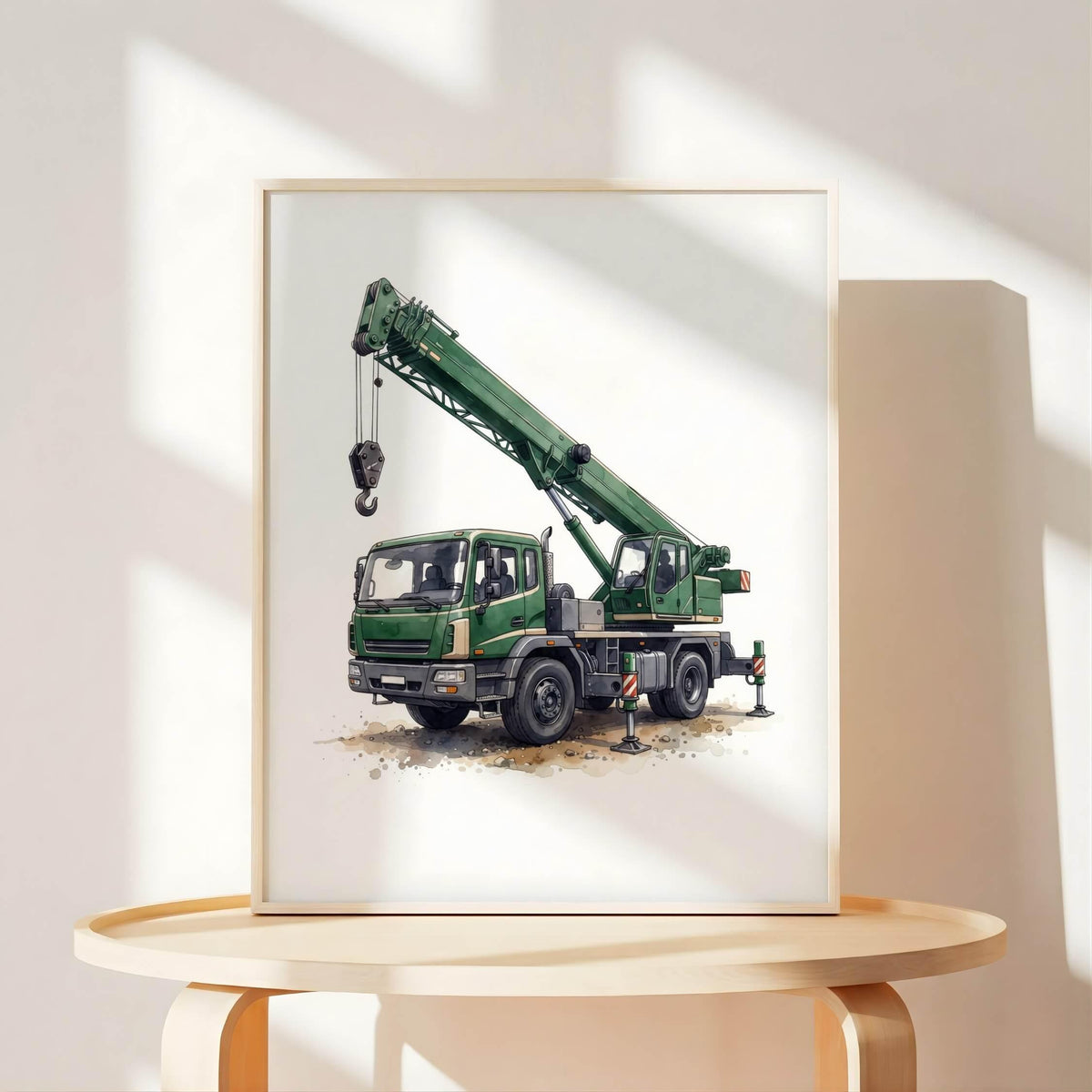 Construction Prints with Crane and Bulldozer, Set of 6 (Digital Download)