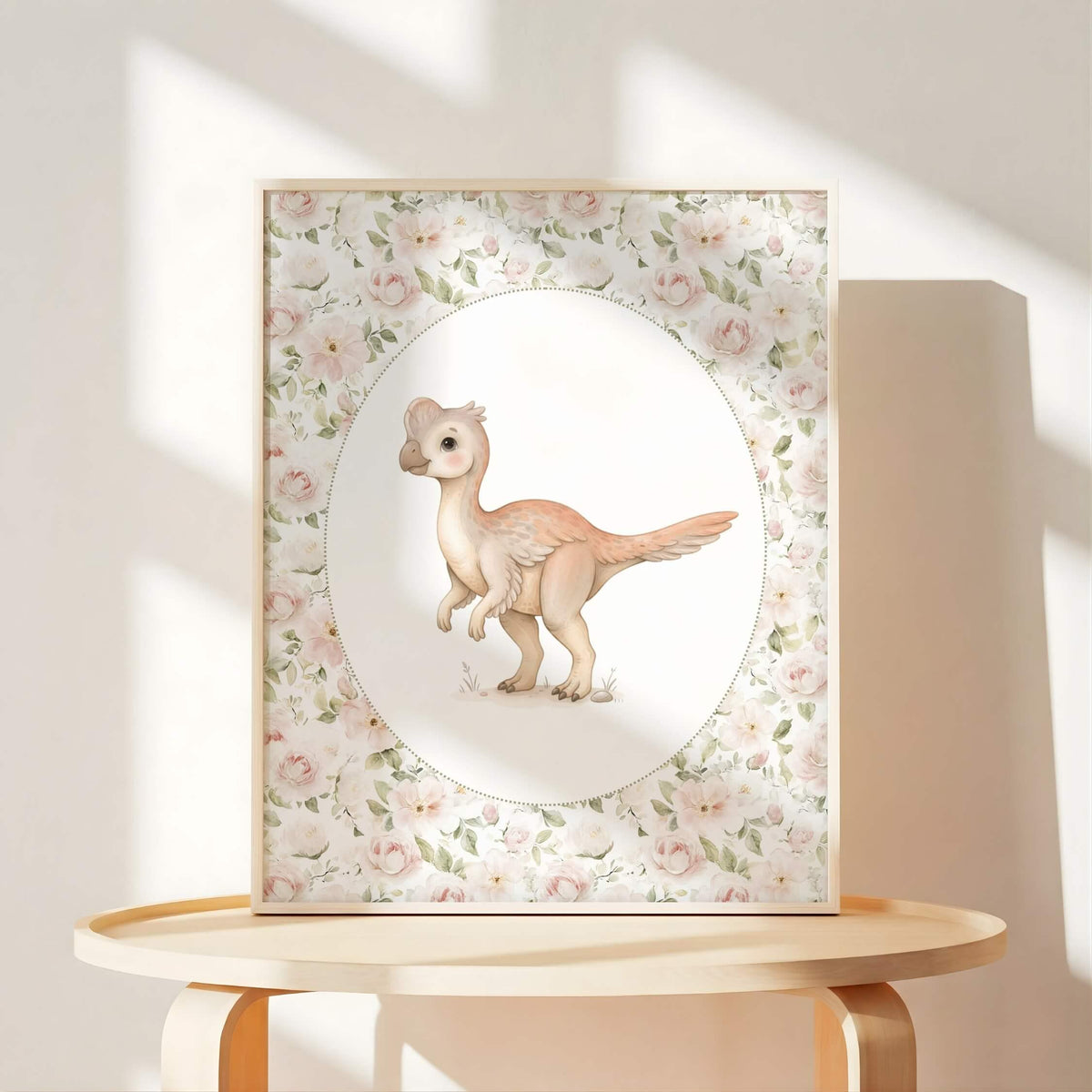 Pink Rose Dinosaur Nursery Prints, Set of 6 (Digital Download)